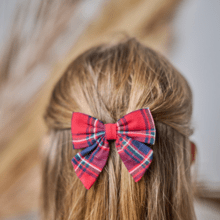 Bow tie hair slide tartan rouge