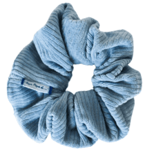 Scrunchie velours côtelé bleu