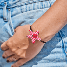 Pony-tail elastic hair star ladybird gingham