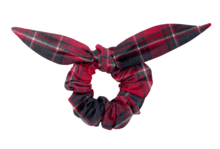 Bunny ear Scrunchie tartan rouge