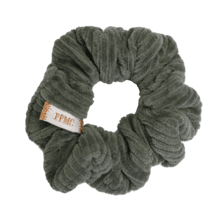 Small scrunchie khaki corduroy