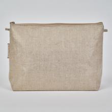 Cosmetic bag with flap golden linen