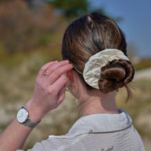 Scrunchie white sequined