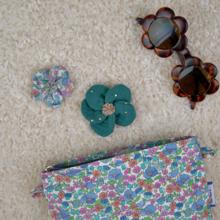 Mini Flower petal hair slide gaze pois or eucalyptus