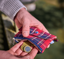 zipper pouch card purse tartan rouge