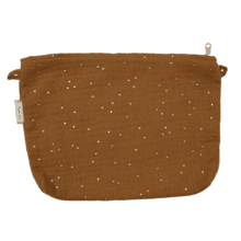 Coton clutch bag gaze pois or caramel