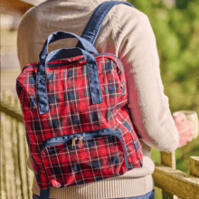 Foldable rucksack Gaby tartan rouge