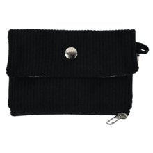 zipper pouch card purse black corduroy