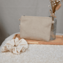 Tiny coton clutch bag beige corduroy