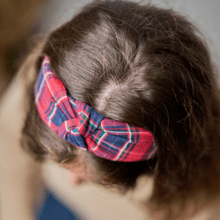 Large Crossed Headband tartan rouge