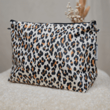 Cosmetic bag with flap leopard