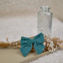 Bow tie hair slide gaze pois or eucalyptus