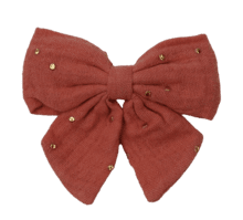 Bow tie hair slide gaze pois or rose blush