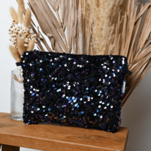 Coton clutch bag purple black sequin