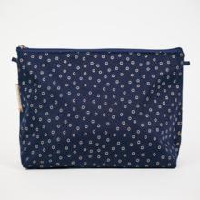 Cosmetic bag with flap bulle bronze marine