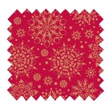 Cotton fabric ex2448 red gold christmas snowflake