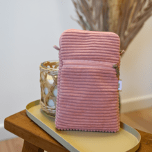 Quilted phone pocket blush pink corduroy