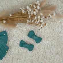 Small bows hair clips gaze pois or eucalyptus