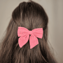 Bow tie hair slide gaze pois or rose sorbet