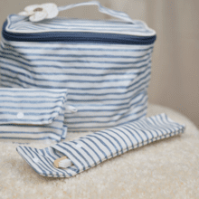 Toothbrush bag striped blue gray glitter