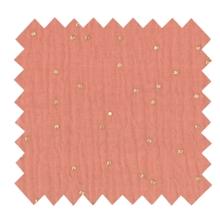 Cotton Fabric gaze pois or rose blush