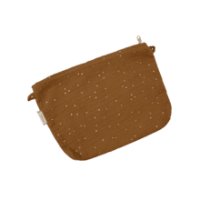 Tiny coton clutch bag gaze pois or caramel