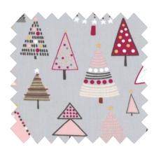 Cotton fabric ex2484 pink gray fir trees