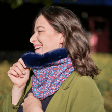 Adult Fur scarf snood romance fleurie