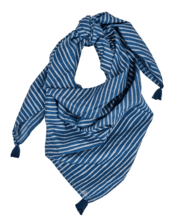 Pom pom scarf striped silver dark blue