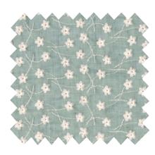 Cotton fabric ex2500 light green flower embroidery