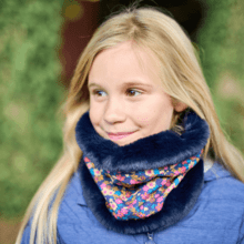 Children fur scarf snood hippie fleurie