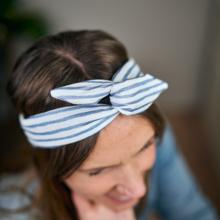 Wire headband retro striped blue gray glitter