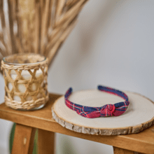 bow headband tartan rouge