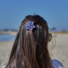 Star flower hairslide light denim