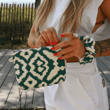 Tiny coton clutch bag jacquard vert