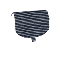 Flap of small shoulder bag striped silver dark blue