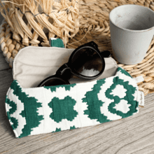 Glasses case jacquard vert