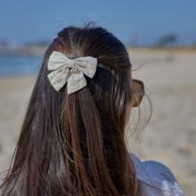 Bow tie hair slide  glitter linen