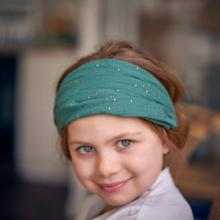 Headscarf headband- child size gaze pois or eucalyptus