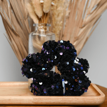 Scrunchie purple black sequin