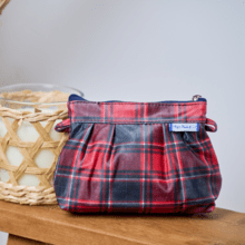 Mini Pleated clutch bag tartan rouge