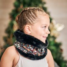 Children fur scarf snood casse noisette