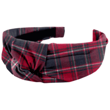 Large Crossed Headband tartan rouge