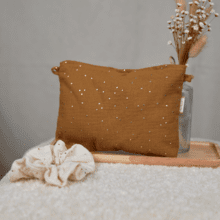 Coton clutch bag gaze pois or caramel