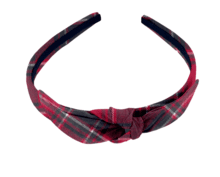 bow headband tartan rouge