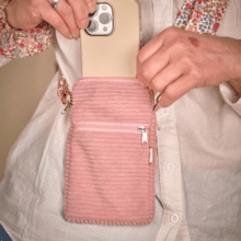 Quilted phone pocket blush pink corduroy