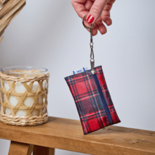 Keyring  wallet tartan rouge