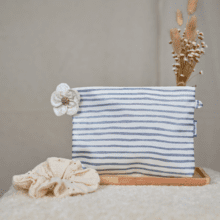 Coton clutch bag striped blue gray glitter