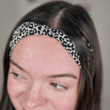 Jersey Twisted Headband beige and black leo