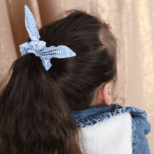 Bunny ear Scrunchie sky blue gingham